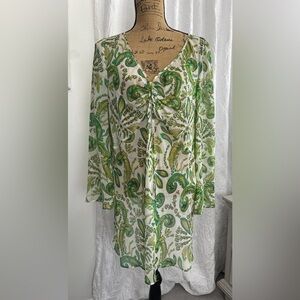 PLANET Silk Paisley Floral Tunic Top Swim Beach Cover Size 16